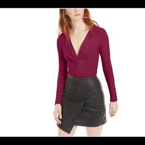 Bar III Twist Front Long Sleeves Bodysuit.